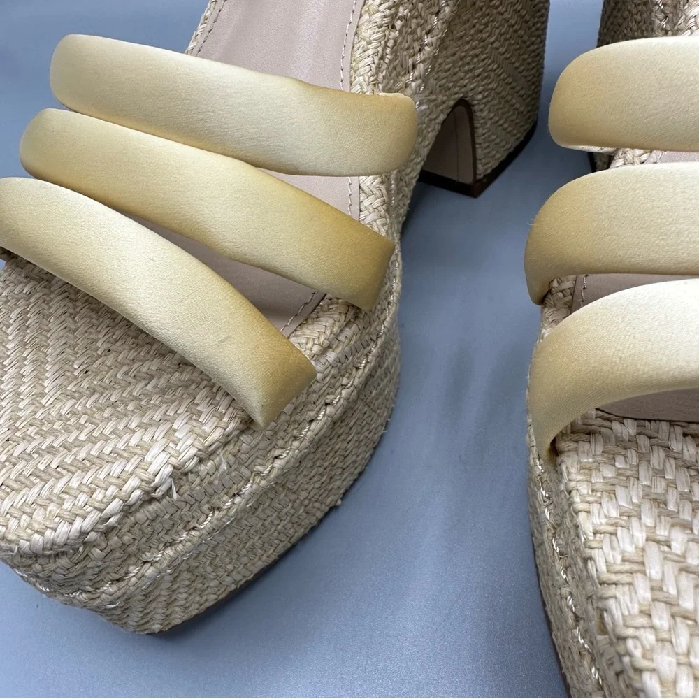 Sam Edelman Tibby Washed Lemon Plarform Wedge Sandal Women’s Size 8.5
